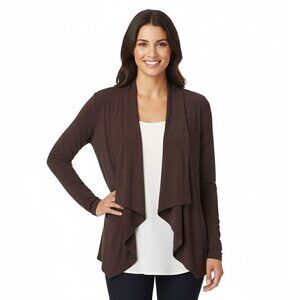 Atelier 29 Waterfall Cardigan Stretch Open Sweater Brown Classic Office Flowy